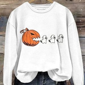 Vintage Crew Neck Halloween Sweatshirt, Hoodies & Sweatshirts, color:White|size:XXL, catalog Noracora shop