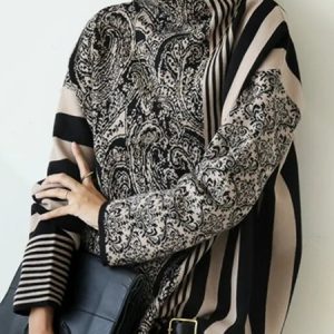 Urban Paisley Printing Stand Collar Regular Sleeve Blouse, Blouses and Shirts, color:As Picture|size:XXL, Stylewe