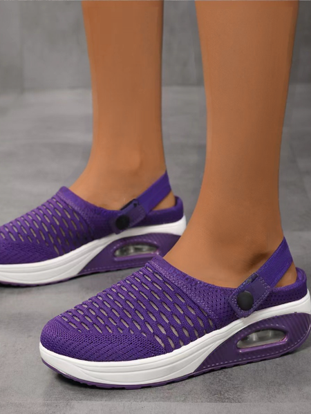 Half-slip Breathable And Lightweight Rear-lace Elastic Band Xiafei Woven Toe Solid Color Women's Sports Style Two-way Sandals, JustFashionNow Slippers, color:Purple|size:43,