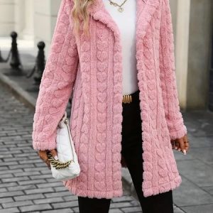 Women Spring/Fall Outerwear Casual Plain Long Sleeve Hoodie Jacket, Outerwear, color:Pink|size:XXL, catalog Noracora shop
