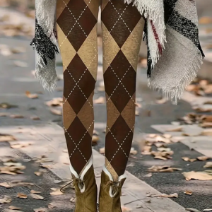 Women Plaid Vintage All Season Long Leggings, Leggings, color:As Picture|size:4XL, catalog Noracora shop