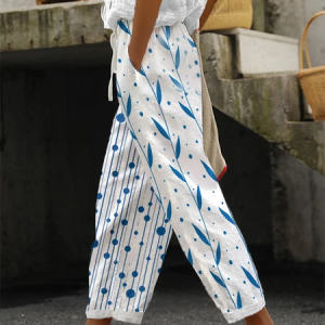 Women Striped Long Pants Casual Spring/Fall Trousers, JustFashionNow Pants, color:White|size:5XL,