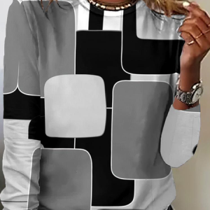 Vintage Crew Neck Geometric Sweatshirt, T-shirts, color:As Picture|size:4XL, catalog Noracora shop