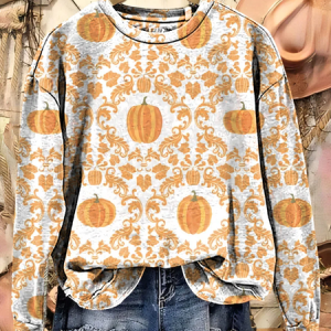 Women Floral Crew Neck Printing Casual Spring/Fall Long Sleeve Sweatshirt, JustFashionNow Sweatshirts & Hoodies, color:White|size:XXL,