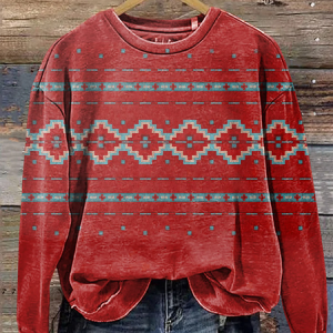 Casual Crew Neck Geometric Sweatshirt Printing, Hoodies & Sweatshirts, color:Red|size:XXL, catalog Noracora shop