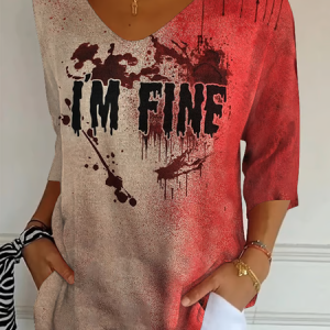 Vintage Halloween V Neck Three Quarter Sleeve T-shirt, T-shirts, color:Color6|size:S, catalog Noracora shop