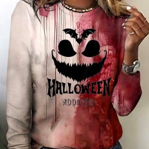 Vintage Color Block Crew Neck Long Sleeve T-shirt, T-shirts, color:Red|size:4XL, catalog Noracora shop