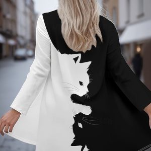 Women Spring/Fall Outerwear Vintage Animal Long Sleeve V Neck Jacket, Cardigans, color:As Picture|size:4XL, catalog Noracora shop