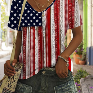 Casual Ombre U-Neck Short Sleeve T-shirt, T-shirts, color:Red|size:3XL, catalog Noracora shop