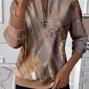 Women Abstract Crew Neck Printing Casual Spring/Fall Long Sleeve Sweatshirt, JustFashionNow Sweatshirts & Hoodies, color:Camel|size:XXL,