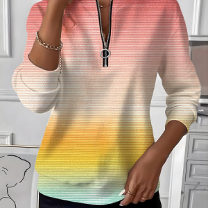 Vintage Crew Neck Ombre Sweatshirt, Hoodies & Sweatshirts, color:Orange Pink|size:XXL, catalog Noracora shop
