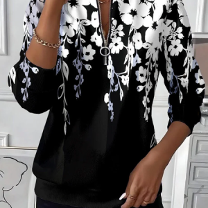 Casual Crew Neck Floral Sweatshirt Printing, Hoodies & Sweatshirts, color:Black|size:XXL, catalog Noracora shop