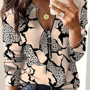 Women Abstract Crew Neck Printing Casual Spring/Fall Long Sleeve Sweatshirt, JustFashionNow Sweatshirts & Hoodies, color:Apricot|size:XXL,