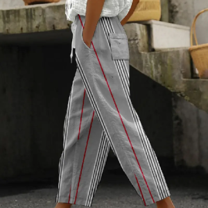 Women Striped Long Pants Casual Spring/Fall Trousers, Pants, color:Gray|size:5XL, catalog Noracora shop