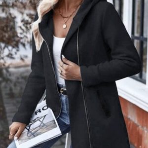 Women Spring/Fall Outerwear Vintage Split Joint Plain Long Sleeve Stand Collar Jacket, JustFashionNow Jackets, color:Black|size:XL,