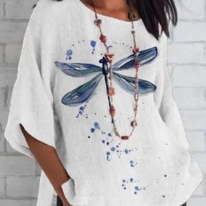 Women Geometric Short Sleeve Tee T-shirt V Neck Printing Vintage Summer Top, JustFashionNow T-Shirts, color:Color19|size:5XL,