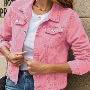 Women Spring/Fall Outerwear Vintage Split Joint Plain Long Sleeve Stand Collar Jacket, Jackets, color:Pink|size:5XL, catalog Noracora shop