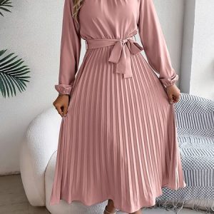 Women Plain Short Sleeve Summer Split Joint Dress Stand Collar Daily Vintage Maxi Tank A-Line Dress, JustFashionNow Dresses, color:Pink|size:XL,