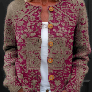 Women Knitted Nationality/ethnic Long Sleeve Comfy Vintage Cardigan, Cardigans, color:Color2|size:5XL, catalog Noracora shop
