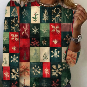 Women Christmas Long Sleeve Tee T-shirt Crew Neck Printing Casual Spring/Fall Graphic Tee Top, JustFashionNow T-Shirts, color:As Picture|size:XXL,