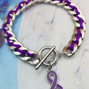 Alzheimer's Disease Electroplated Alloy Chain Rope Braided Love Small Gift Charity Bracelet Purple Ribbon Bracelet, Bracelet, color:Purple|size:One-size, catalog Noracora shop