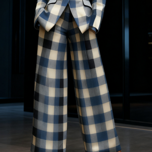 Urban Plaid Straight Pants, Pants, color:As Picture|size:XXL, Stylewe