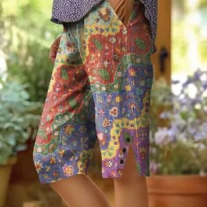 Women Floral Fifth Pants Pants Casual Summer Trousers, Pants, color:Multicolor|size:4XL, catalog Noracora shop