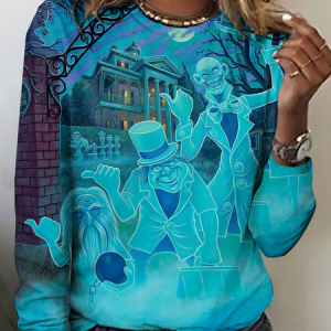 Vintage Halloween Crew Neck Long Sleeve T-shirt, T-shirts, color:As Picture|size:4XL, catalog Noracora shop