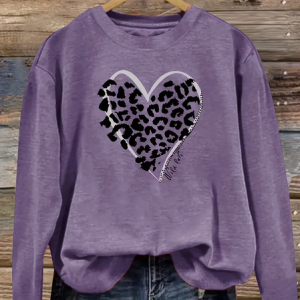 Women Leopard Crew Neck Printing Casual Spring/Fall Long Sleeve Sweatshirt, JustFashionNow Sweatshirts & Hoodies, color:Purple|size:3XL,