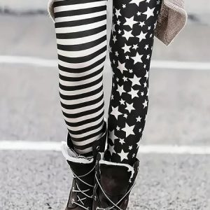 Women Striped Vintage All Season Long Leggings, Leggings, color:As Picture|size:4XL, catalog Noracora shop