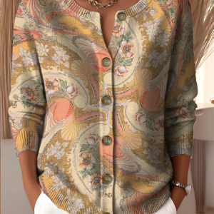 Women Knitted Floral Long Sleeve Comfy Vintage Cardigan, Cardigans, color:Color2|size:4XL, catalog Noracora shop