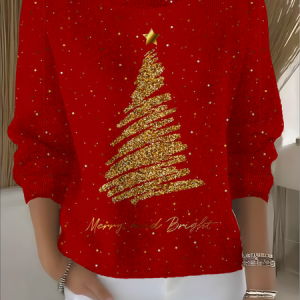 Women Christmas Long Sleeve Comfy Vintage Sweater, Sweaters, color:Red|size:XXL, catalog Noracora shop