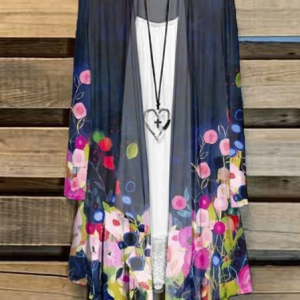 Women Floral Spring/Fall Cover-up Casual Lightweight Cardigan, JustFashionNow Cardigans, color:Dark Blue|size:5XL,