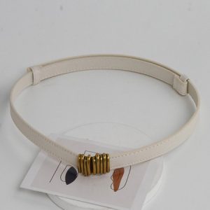 Adjustable Waist Belt For Sweater Dress And Down Jacket With Buckle Hooks, Small Decorative Belt, JustFashionNow Belts, color:Off White|size:One-size,