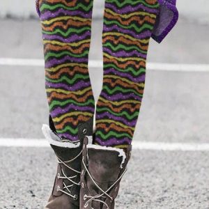 Women Striped Vintage All Season Long Leggings, Pants, color:Purple|size:4XL, catalog Noracora shop