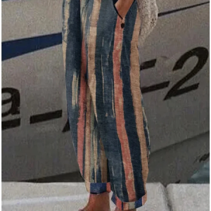 Women Striped Long Pants Casual Spring/Fall Trousers, JustFashionNow Pants, color:As Picture|size:5XL,
