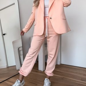 Shawl Collar Long Sleeve Blazer and Drawstring Pants Set, women Two-piece Sets, ChicMe catalog