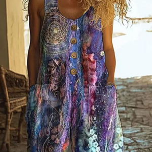 Women Floral Crew Neck Sleeveless Casual Summer Jumpsuit, JustFashionNow Jumpsuits＆Rompers, color:Purple|size:4XL,
