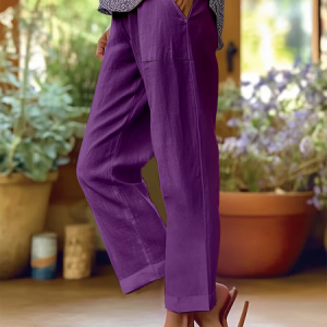Women Plain Long Pants Casual Spring/Fall Trousers, JustFashionNow Pants, color:Purple|size:4XL,