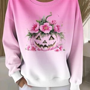 Casual Crew Neck Ombre Sweatshirt, Hoodies & Sweatshirts, color:Pink|size:4XL, catalog Noracora shop