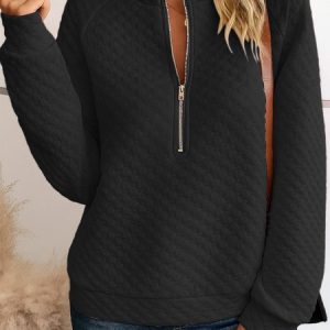Casual V Neck Plain Sweatshirt, Hoodies & Sweatshirts, color:Black|size:3XL, catalog Noracora shop