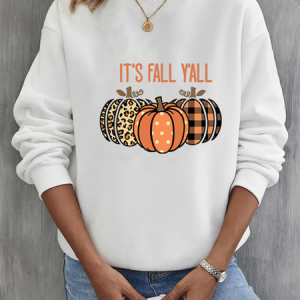 Women Halloween (pumpkin) Crew Neck Printing Casual Spring/Fall Long Sleeve Sweatshirt, JustFashionNow Sweatshirts & Hoodies, color:White|size:XXL,