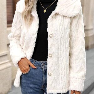 Women Spring/Fall Outerwear Casual Plain Long Sleeve Shawl Collar Jacket, Outerwear, color:Ivory|size:XL, catalog Noracora shop