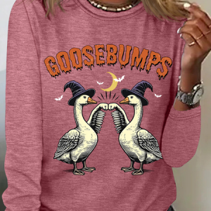 Crew Neck Long Sleeve Halloween Regular Medium Elasticity Loose Blouse For Women, T-shirts, color:Watermelon|size:3XL, catalog Noracora shop