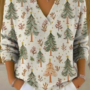 Women Christmas Long Sleeve Comfy Vintage Sweater, Sweaters, color:Color3|size:4XL, catalog Noracora shop