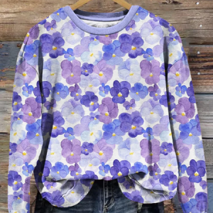 Casual Crew Neck Floral Sweatshirt, Hoodies & Sweatshirts, color:As Picture|size:4XL, catalog Noracora shop