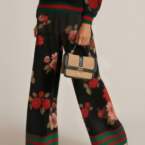 Urban Floral Wide Leg Pants, Pants, color:As Picture|size:XXL, Stylewe