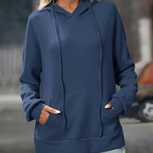 Casual Hoodie Plain Spring/Fall Comfy Hoodie, Hoodies & Sweatshirts, color:Navyblue|size:XXL, catalog Noracora shop