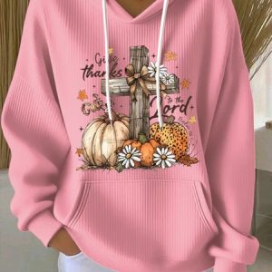 Casual Hooded Pumpkin Pattern Hoodie, Hoodies & Sweatshirts, color:Pink|size:5XL, catalog Noracora shop