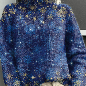 Women Christmas Long Sleeve Comfy Vintage Printing Sweater, Sweaters, color:Blue|size:4XL, catalog Noracora shop